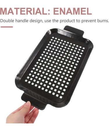 Yalych Enamel Grill Pan Nonstick Grill Pan BBQ Grill Plate Trays Skillet Griddle Pan for Indoor Outdoor Camping Stove for Vegetables Fish Meat Frying pan Black - Buy Online on GoSupps.com