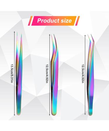 Lash Tweezers Set - 3Pcs Stainless Steel Extension Tweezers | Straight & Curved Eyelash Styles for Eyebrows, False Lashes, Nails | Titanium Color - Buy Online on GoSupps.com