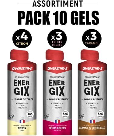 Overstim.s - Energix Gel (10 sachets) - Energy gel for sports (cycling running etc.) - Long-lasting energy (Glucose + Fructose + Maltodextrins) - BCAA - 100 kcal/gel - Red Fruit Flavor - Buy Online on GoSupps.com