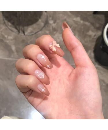 BABALAL Medium Gradient Pink Acrylic Press on Nails - Cute Ballerina False Tips with Bow Design for Women and Girls - Buy Online on GoSupps.com
