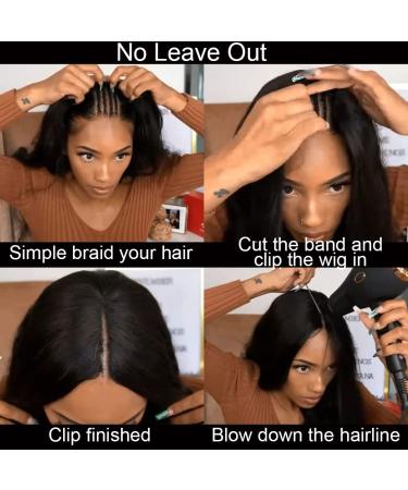 16 Inch V Part Straight Brazilian Human Hair Wig for Black Women - No Leave Out, No Sew in, No Glue - 150% Density, Natural Color - Upgrade U Part Wig - Buy Online on GoSupps.com