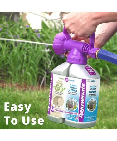 Rejuvenate 32oz Dual Bottle Outdoor Window Cleaner & Mold Stain Remover with Hose-End Attachment - Buy Online on GoSupps.com
