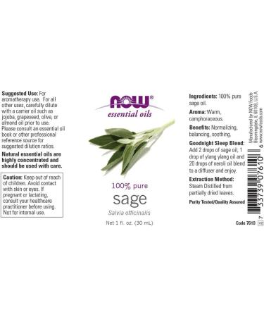 Shop Now Foods Sage Essential Oil 1 fl oz - Aromatherapy & Wellness - Buy Online on GoSupps.com