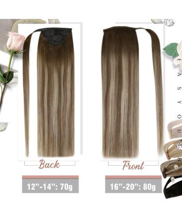 Easyouth Human Hair Wrap Around Ponytail Extension | Brown to Blonde Ombre | 18 Inch 80g | 4-Pony Style - Buy Online on GoSupps.com