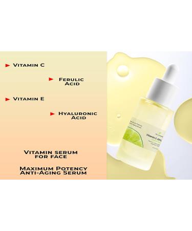 Vitamin C Face Serum - Anti-Aging Moisturizing Antioxidant with Hyaluronic Acid & Vitamin E - 15ml | Global Shipping - Buy Online on GoSupps.com