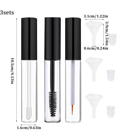 Empty Mascara Tube and Wand 3PCS 10ml Empty Lip Gloss Tubes Transparent Empty Eyeliner Tube with Rubber Inserts and Funnels for DIY Castor Oil - Buy Online on GoSupps.com
