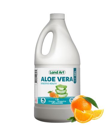 Pure Aloe Vera Drinkable Gel Orange-Tangerine 1.5L - for Heartburn Relief & Acid Reflux - Cold-Processed - from Organic Fresh Leaves - Made in Canada