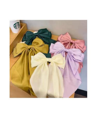 Satin Hair Bow Clips Set - 6pcs Silky Barrettes for Women and Girls - Buy Online on GoSupps.com