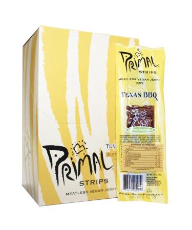 Primal Spirit Foods Primal Vegan Jerky | Soy - Texas Barbecue Jerky | 15 x 28g