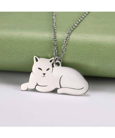 TEAMER Stainless Steel Cute Cat Pendant Necklace - Stylish Animal Jewelry for Women - Perfect Gift for Pet Lovers - Buy Online on GoSupps.com