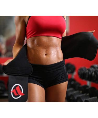 Fitru Waist Trimmer Sauna Ab Belt For Women & Men - Waist Trainer Stomach Wrap Black XL: 10" X 50" - Buy Online on GoSupps.com