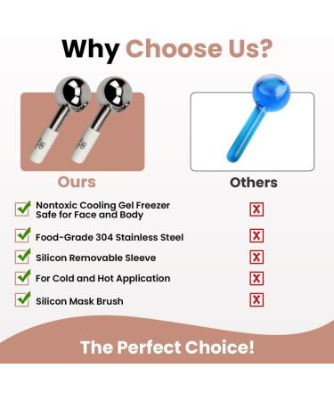 Daily Brand Stainless Steel Ice Globes for Face, Neck, and Eyes - Reduce Dark Circles, Anti-Aging, and Tighten Skin - Buy Online on GoSupps.com