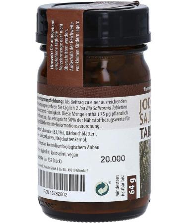 Iodine Bio Salicornia Tablets 64g - Premium Natural Supplement for Thyroid Health | International Shipping Available - Buy Online on GoSupps.com