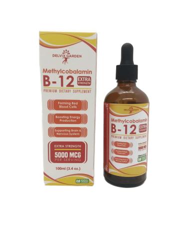 Vitamin B12 Drops for Women and Men Methylcobalamin B12 Liquid 100ml Extra Strength Methylcobalamin B12 Sublingual Drops for Men and Women Sublingual Vitamin B12 Methylcobalamin Supplement 4 Fl Oz (Pack of 1)