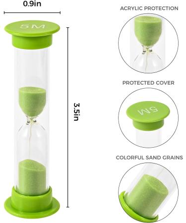 Hourglass for Children - 5-Minute Set of 4 Green Acrylic Timers for Classrooms & Home - Buy Online on GoSupps.com