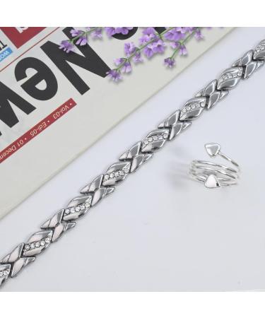 Vicmag Women's Ultral Strength Magnetic Bracelet - Titanstahl Silver Crystal Design Gift - Buy Online on GoSupps.com