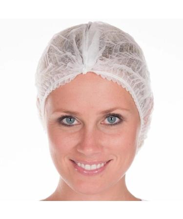 Disposable Bouffant Caps 100 Pcs 20 inches White Disposable Nonwoven Bouffant Caps Hair net Hair Sleeves with Swivel Side Headbands Unisex Perfect for Sleeping Hair Nets Head Cover Food Service
