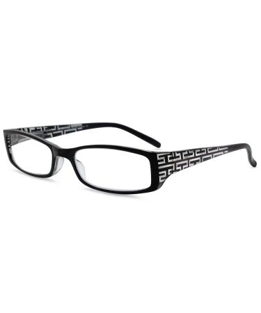 Super Strength II High Magnification Reading Glasses Laser Etched Grecian Key Design Black 7.0 x