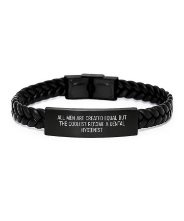 NAPAVI Funny Dental Hygienist Gifts from Friends - Interlaced Leather Birthday Unique Gifts for Men - 'All Men Are Created Equal But The Coolest Become A Dental Hygienist' Quote