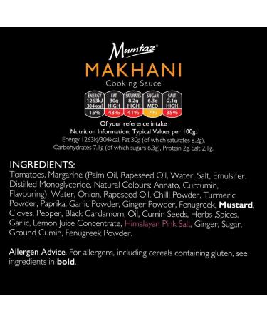 Mumtaz MAKHANI Indian Curry Cooking Sauce - Pack of 6 x 350g - Restaurant Quality At Home - Serves 4-5 - Buy Online on GoSupps.com