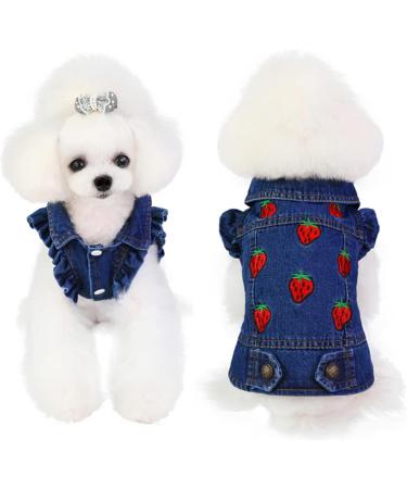 Doggystyle Pet Vests Denim Hoodie Jacket for Small Dogs (S 4-6 lbs) - Strawberry - Buy Online on GoSupps.com