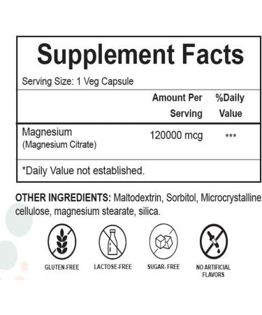 H4U Magnesium Citrate Capsule for Muscle Nerve Bone Heart Support Dietary Supplement Vegetarian Formula No Gluten Sugar Lactose Artificial Colors or Flavors 120000 mcg Vg 90 Capsule - Buy Online on GoSupps.com