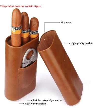 Leather Cigar Case Cedar Wood Lining Humidors for Cigars Cigar Accessories Include Stainless Steel Cigar Cutter - Cigar Gift Box for Cigar Lovers - Buy Online on GoSupps.com
