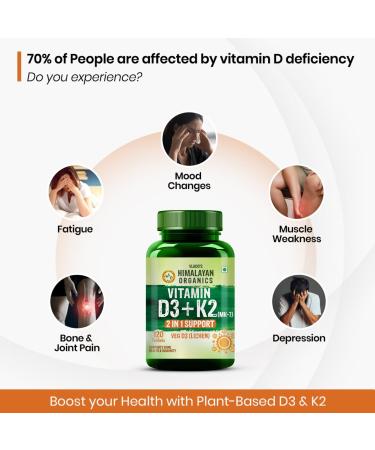 Himalayan Organics Vitamin D3 with K2 As MK7 Supplement- 120 Veg Tablets - Buy Online on GoSupps.com