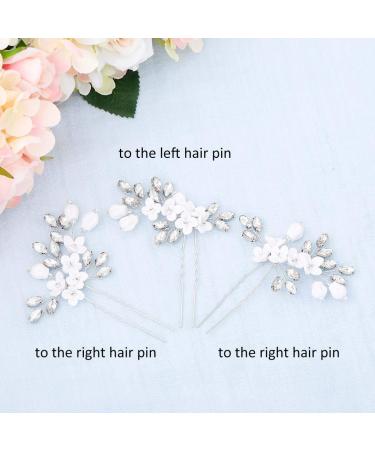 UNSUTUO White Flower Wedding Hair Pins Set of 3 - Silver Bridal Hair Accessories for Women - Buy Online on GoSupps.com