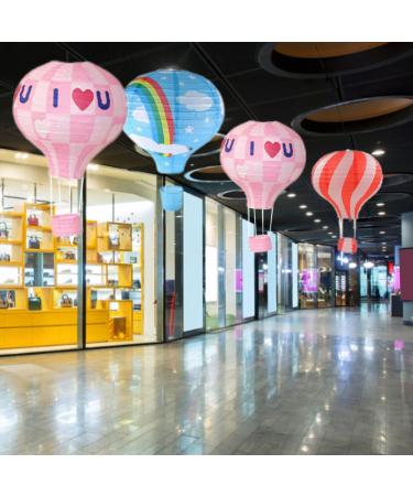 Hanging Rainbow Hot Air Balloon Paper Lantern Set - Red & White Ceiling Light for School & Shopping Center Decor - Buy Online on GoSupps.com