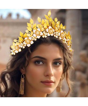Zoestar Leaf Bride Wedding Crowns and Tiaras Gold Flower Crown Headband Princess Goddess Headpiece Bridal Headwear for Women - Buy Online on GoSupps.com