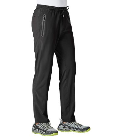 BGOWATU Men's Sweatpants Zipper Pockets Lightweight Exercise Pants Running Workout Sports A2 Black Large
