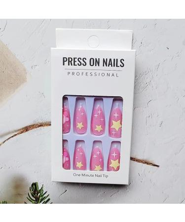 24 Pcs Pink Almond Press On Nails - Cute Kawaii Full Cover False Nails - Fashion Nail Tips for Women - Acrylic Nail Art Kit - Buy Online on GoSupps.com