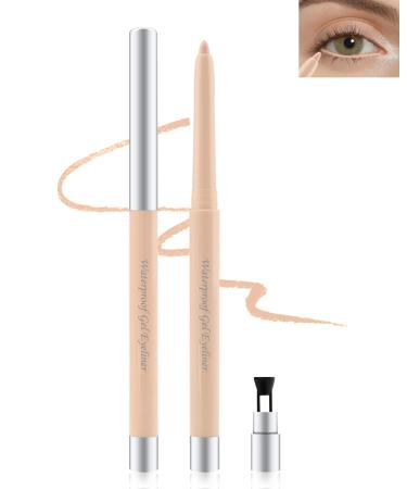 Nude Waterline Eyeliner Pencil Cream Gel Eyeliner Waterline Waterproof Smudge-Proof Long-Wearing Intense Color Retractable Eye Liner Brightener Pen Smooth Eye Makeup for women Built-in Sharpener 03# Nude