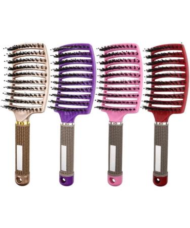 Hair Brush Scalp Massage Comb Hairbrush Bristle Nylon Women Wet Curly Detangle Hair Hairdressing Styling Tools Brush for Salon Black - Buy Online on GoSupps.com