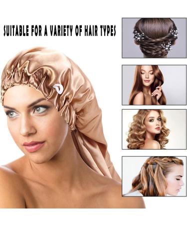 LadayPoa 2 Pcs Long Satin Sleep Cap for Women - Black+Khaki - Buy Online on GoSupps.com