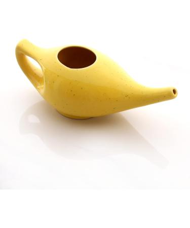 2activelife Porcelain Ceramic Neti Pot with Salt - 225ml Capacity - Crackle Yellow - Nasal Cleansing Sinus - Buy Online on GoSupps.com