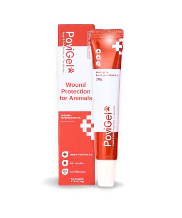 PoviGel Povidone Iodine 3-Way Healing Ointment for Dogs and Cats. 3% Iodine Hydrogel with Liposomes. Dog Wound Care Hot Spot Treatment for Dogs Animal Paw Burn Ear and Skin Irritation
