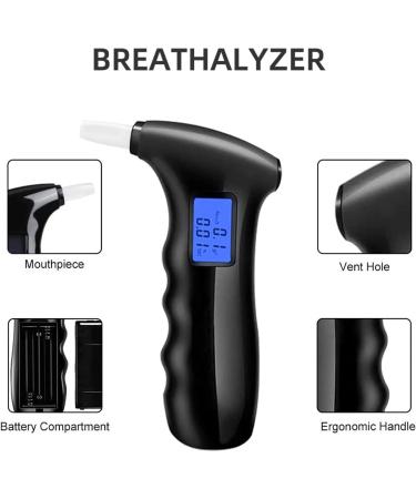 Portable Alcohol Tester Breathalyzer with LCD Display and Sound Alarm - Includes 5 Mouthpieces for Drivers or Home Use - Buy Online on GoSupps.com