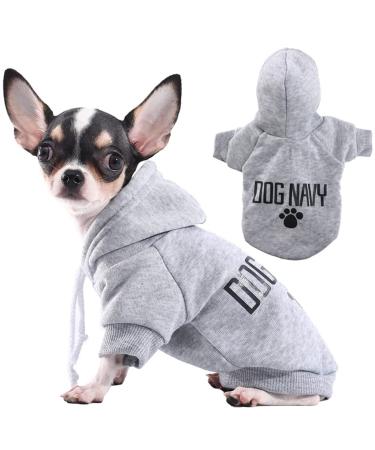 Paiaite Grey Chihuahua Dog Hoodie Winter Small Dog Sweatshirt with Leash Hole Warm Pet Clothes for Puppy Dog Sweater Coat Clothing Dog Navy L L Grey