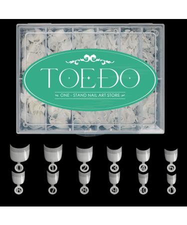 TOEDO Short False Nail Tips - Acrylic Nails Half Cover 600PCS Oval Shaped Nail Tips with Case for DIY Nail Art, 12 Sizes 600-Oval-Natural