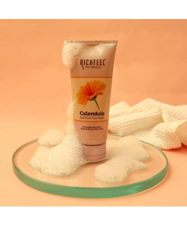 Richfeel Anti Acne Calendula Face Wash | Power of Soothing Calendula Extracts | For Skin prone to Acne & Blemishes | Physician Formulated | Helps Calm & Replenish Skin | 100 Gram - Buy Online on GoSupps.com