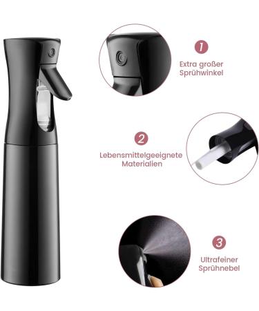 Xianglongy Spray Bottles for Hair: 200ml & 300ml Refillable Continuous Fine Mist Black Hair Spray Bottles - Buy Online on GoSupps.com