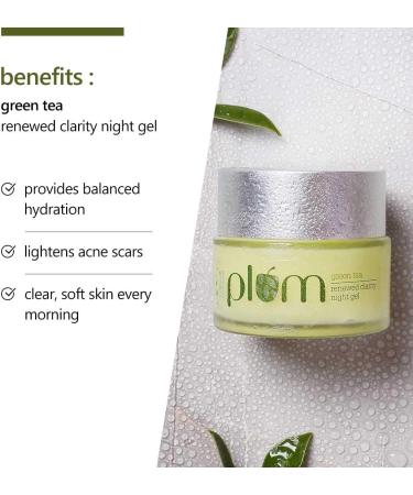  Plum Plum Green Tea Night Toning and Renewing Clarity Gel 250 ml (pack of 2) for oily and acne-prone skin vegan skincare - Buy Online on GoSupps.com