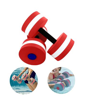 Water Dumbbells, 1Pair Aquatic Exercise Dumbell Set Water Aerobics EVA Foam Dumbbells Pool Resistance Water Fitness, water weights, water aerobics weights, Water Fitness Equipment for Weight Loss Red
