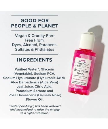 Heritage Store Rosewater Facial Toner 2 fl oz - Hydrating & Refreshing Skin Care - Buy Online on GoSupps.com
