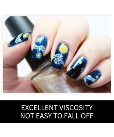 Van Gogh Starry Night Full Nail Stickers - 14 Decals/Sheet Shimmery Glitter Art - Pack of 2 Sheets with Mini Grater - Buy Online on GoSupps.com