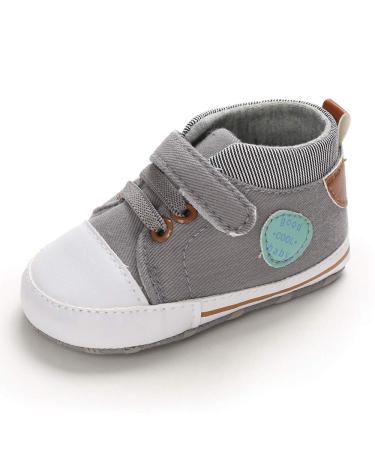 MASOCIO Baby Boy First Walking Shoes Infant Toddler Trainer Soft Sole Anti-Slip Prewalker 6-12 Months Gray