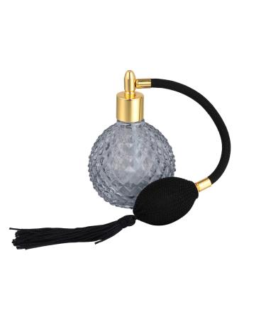 HEALLILY Crystal Glass Refillable Perfume Atomizer Spray Bottle Vintage Style Empty Perfume Bottle with Long Tassel Light Black 100ml