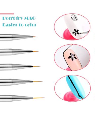 YHZMY 5 Piece Professional Nail Art Brush Set - Color Gradient & DIY Nail Design Brushes with Caps - Buy Online on GoSupps.com